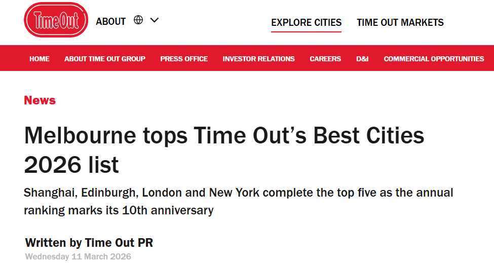 2026年全球城市排行榜出炉，墨尔本成功登顶！