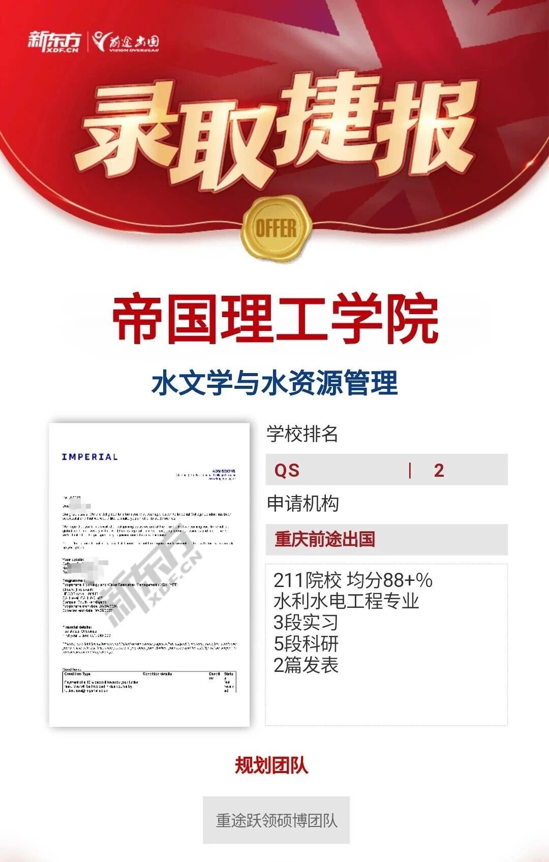 6个月发表SCI！帝国理工水文水资源管理硕士录取全解析