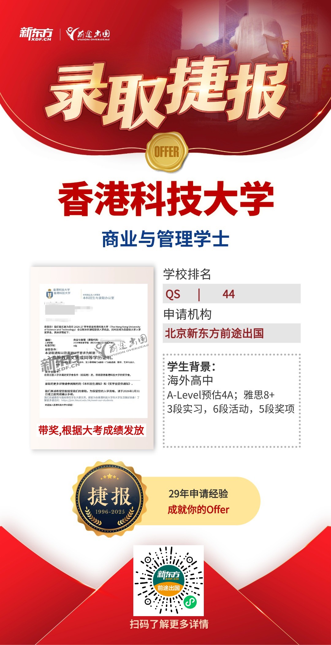 QS百强港校共获20枚！更有港科大超10w港币带奖录取！