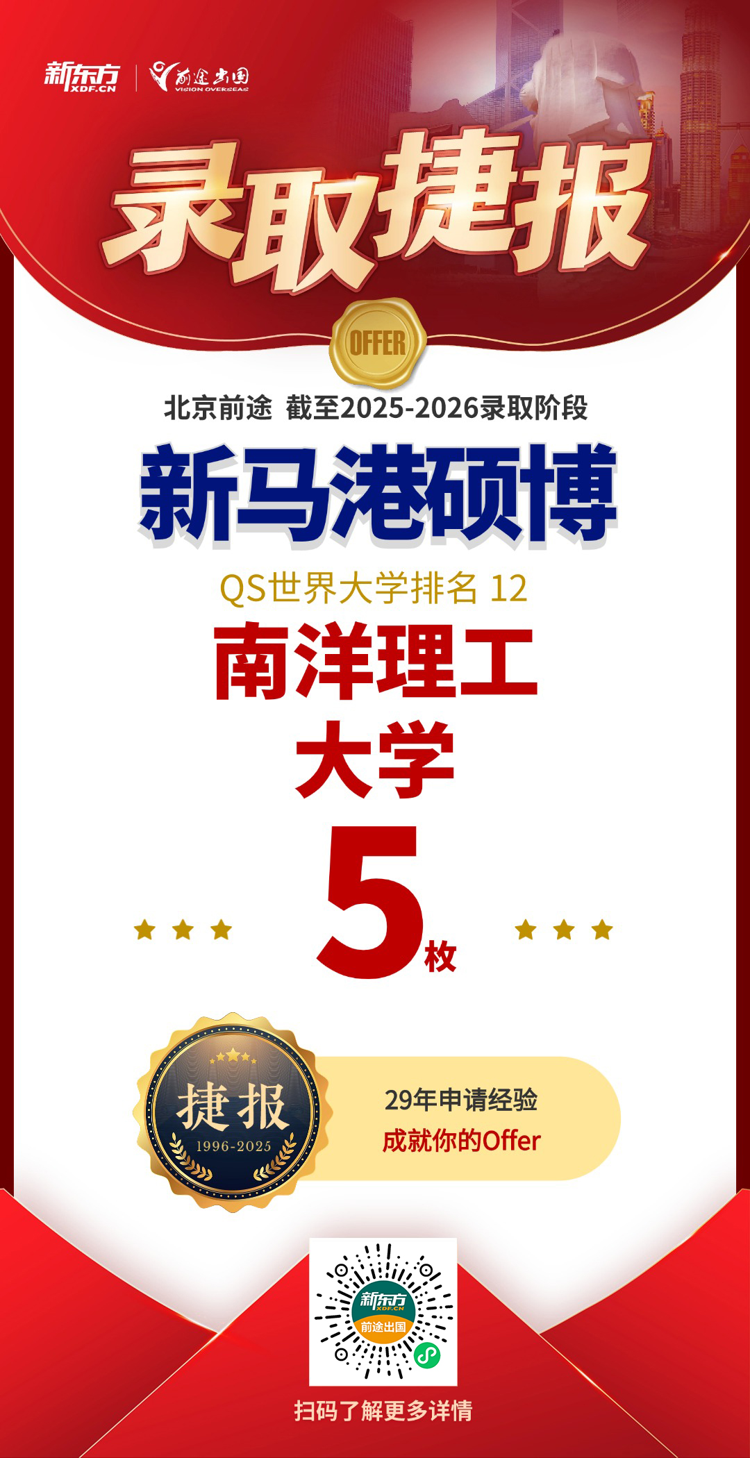 南洋理工录取+2、港中文录取+1！努力终有回响！