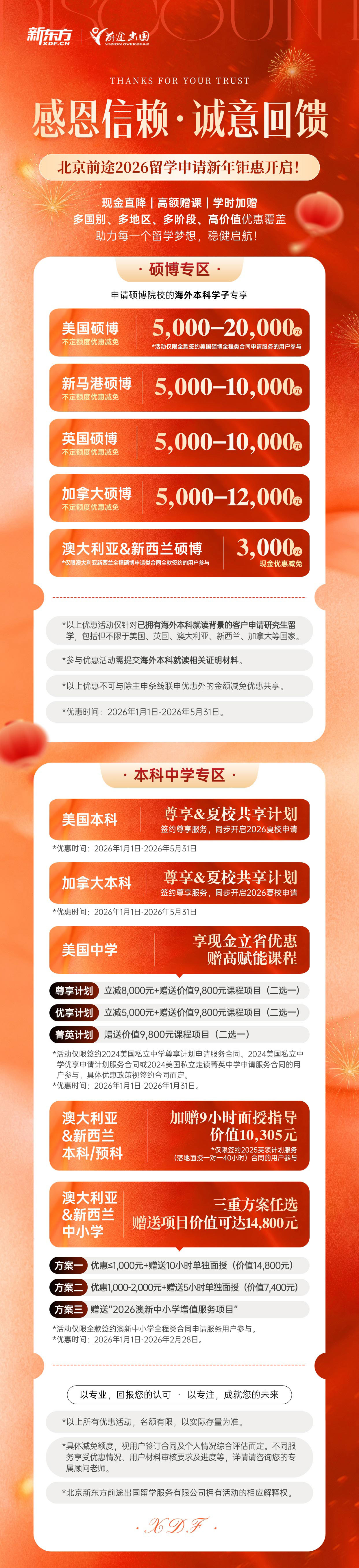 2026留学申请新年钜惠开启！感恩信赖，诚意回馈！