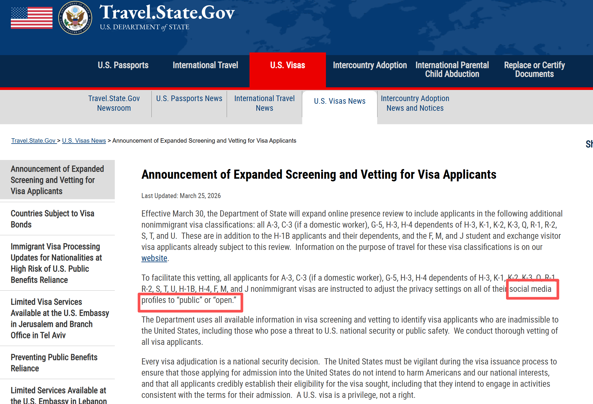 突发！美国签证审查新规，3月30日生效！