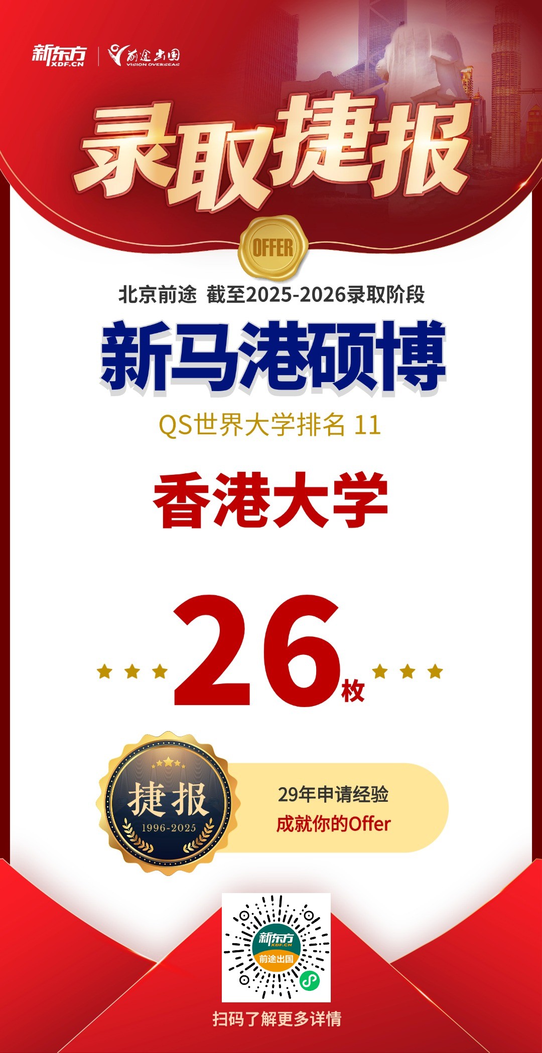QS百强录取再刷新！新增新加坡、中国香港院校offer13枚！