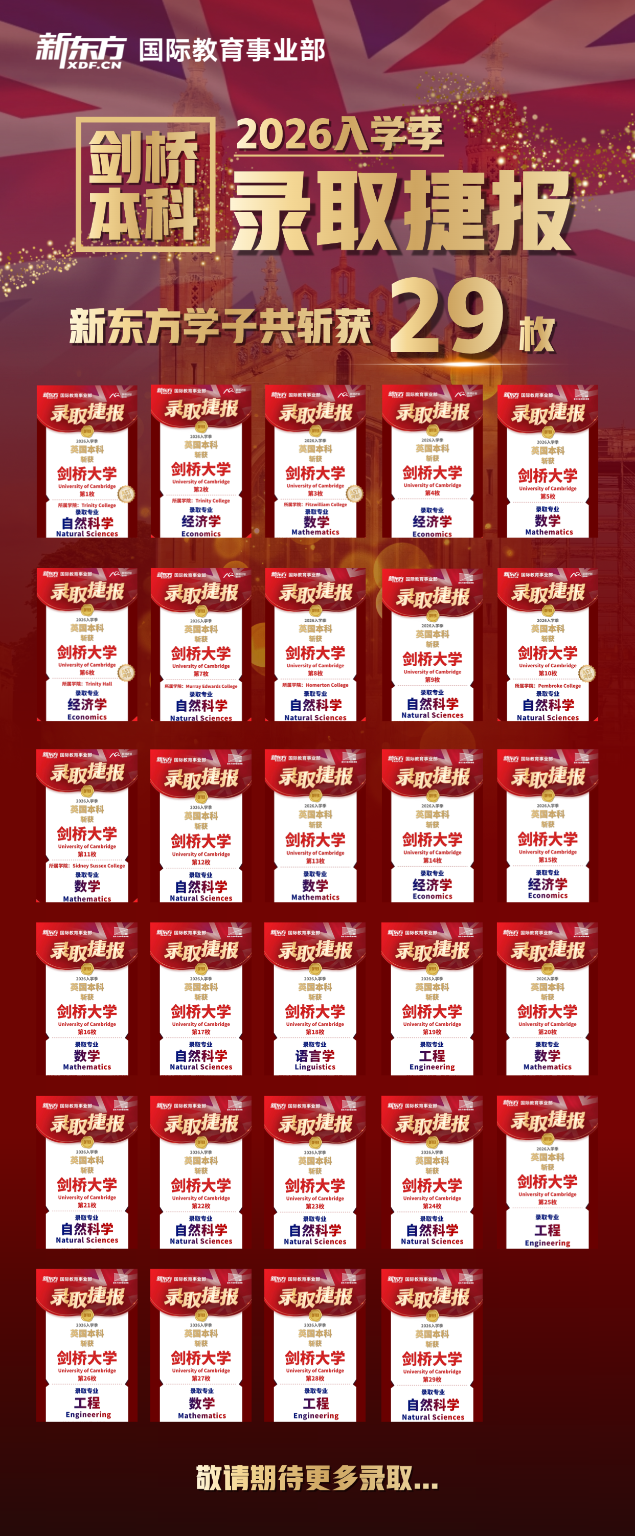 喜报！新东方学子狂揽29枚剑桥Offer，再铸辉煌！