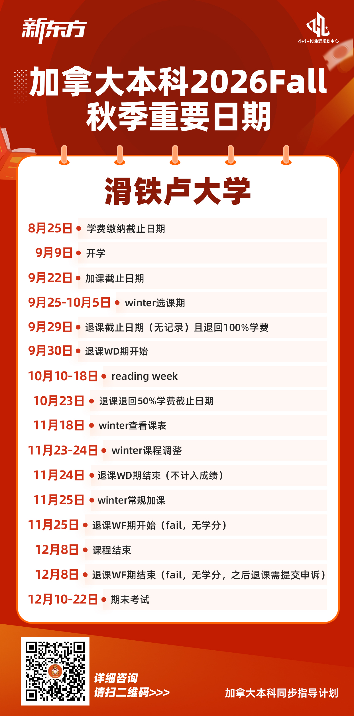 杭州新东方  滑铁卢大学2026年秋季学期重要日期解析