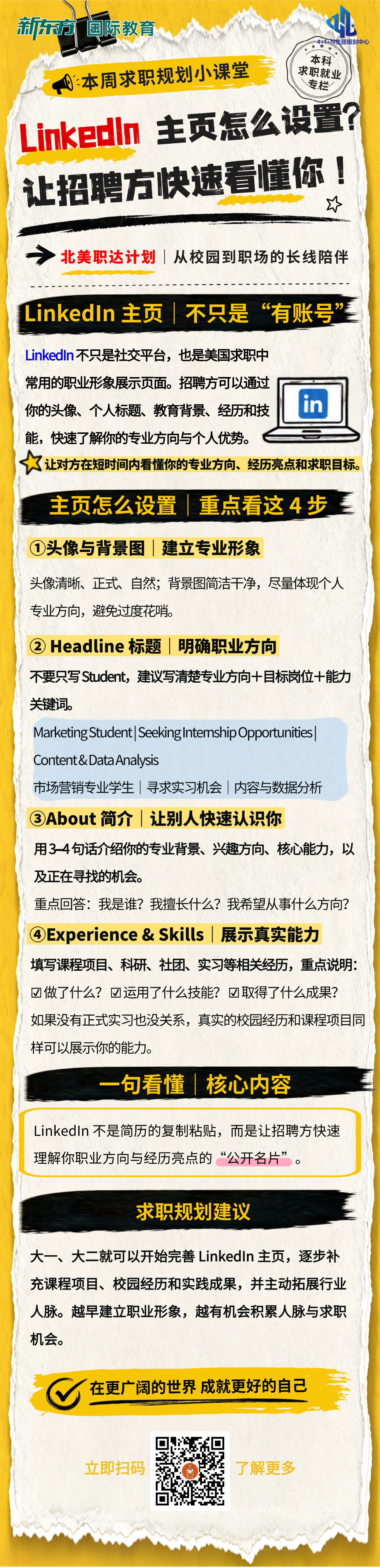 杭州新东方 美国本科留学 | 如何设置LinkedIn主页？从职业形象展示到求职规划