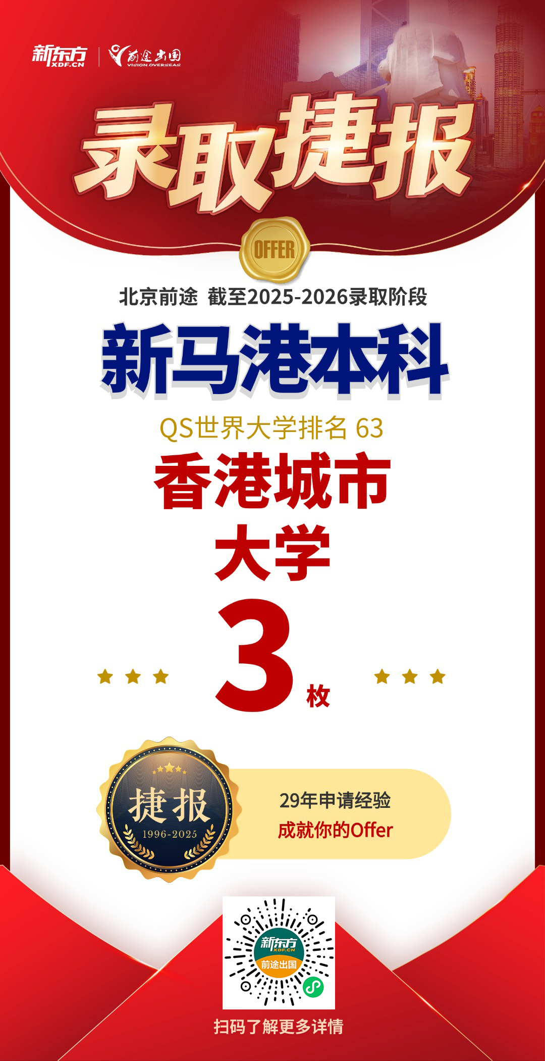 录取新增！今日斩获港科大、港城大本科录取各3枚！