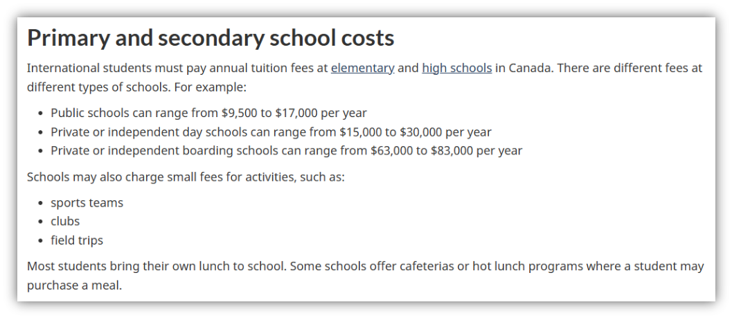 去加拿大读中学，一年到底要花多少钱？公立、私立、寄宿全拆解！