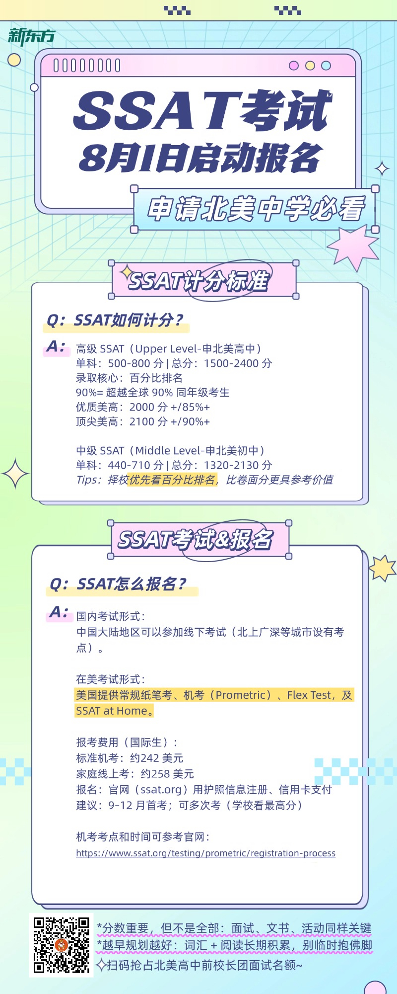 新东方 SSAT考试指南（2026年8月1日启动报名）