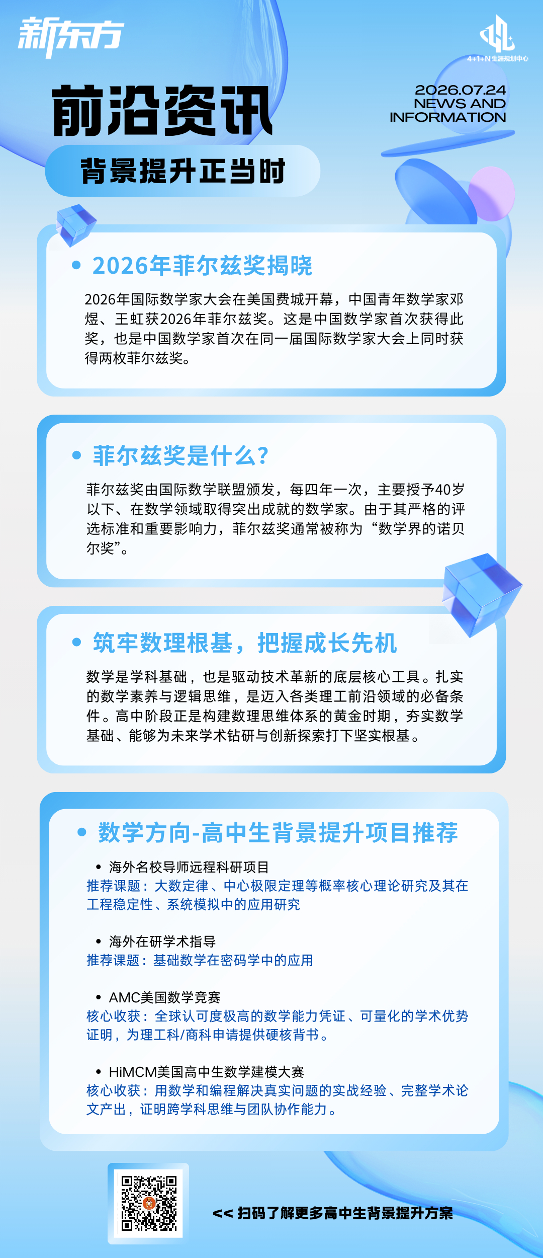 前沿资讯 | 背景提升正当时：2026年菲尔兹奖揭晓
