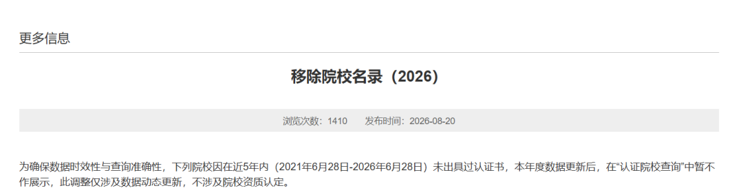 中留服认证院校名单更新！393所大学被移除！