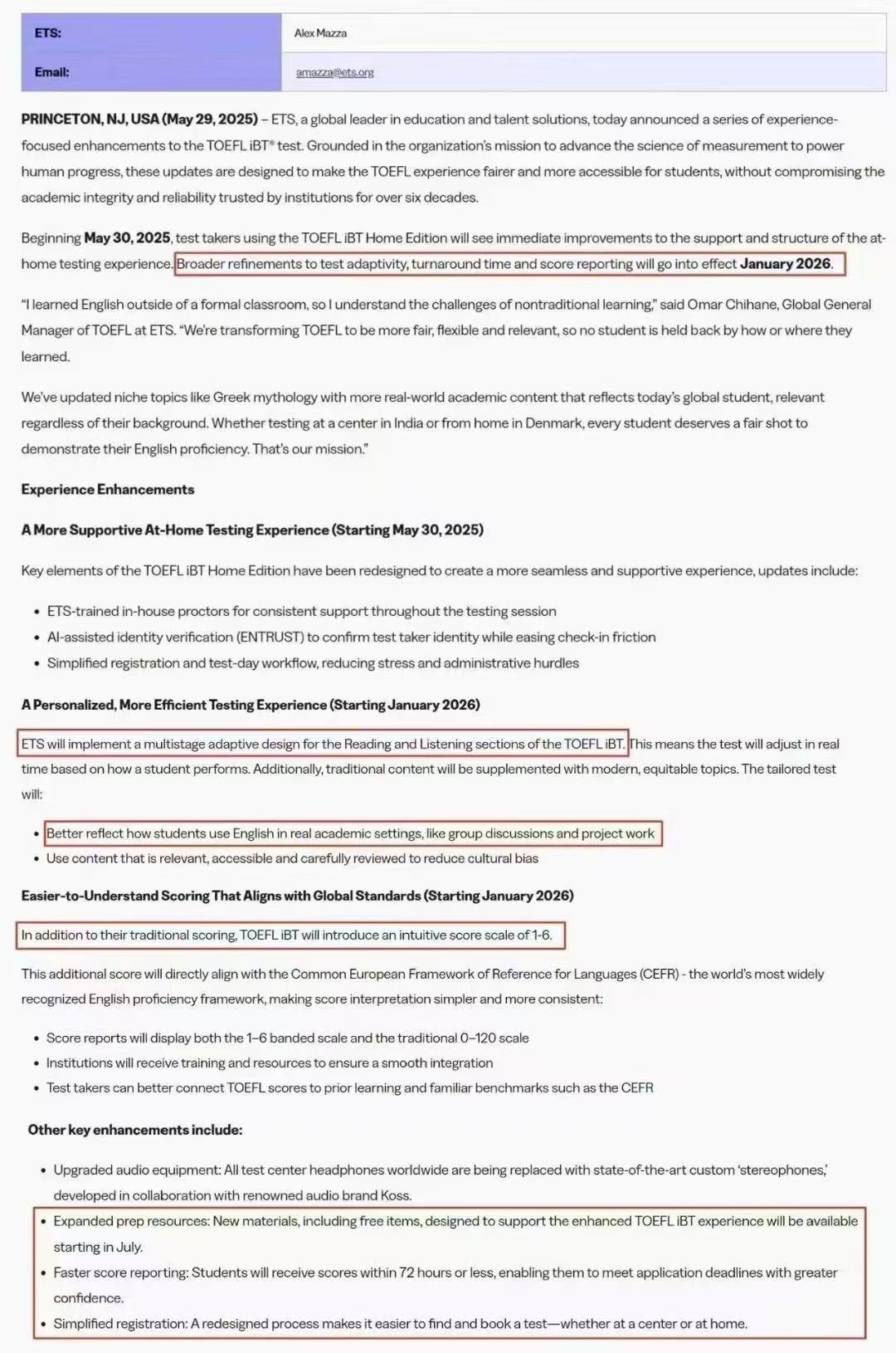 【美国】2026年托福改革重点汇总