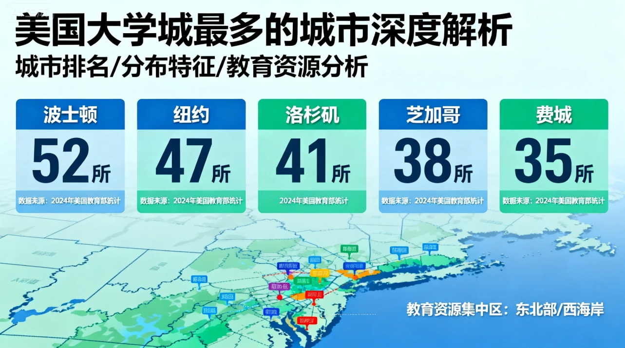 美国大学城蕞多的城市深度解析：2025 年学术资源分布与留学择校指南