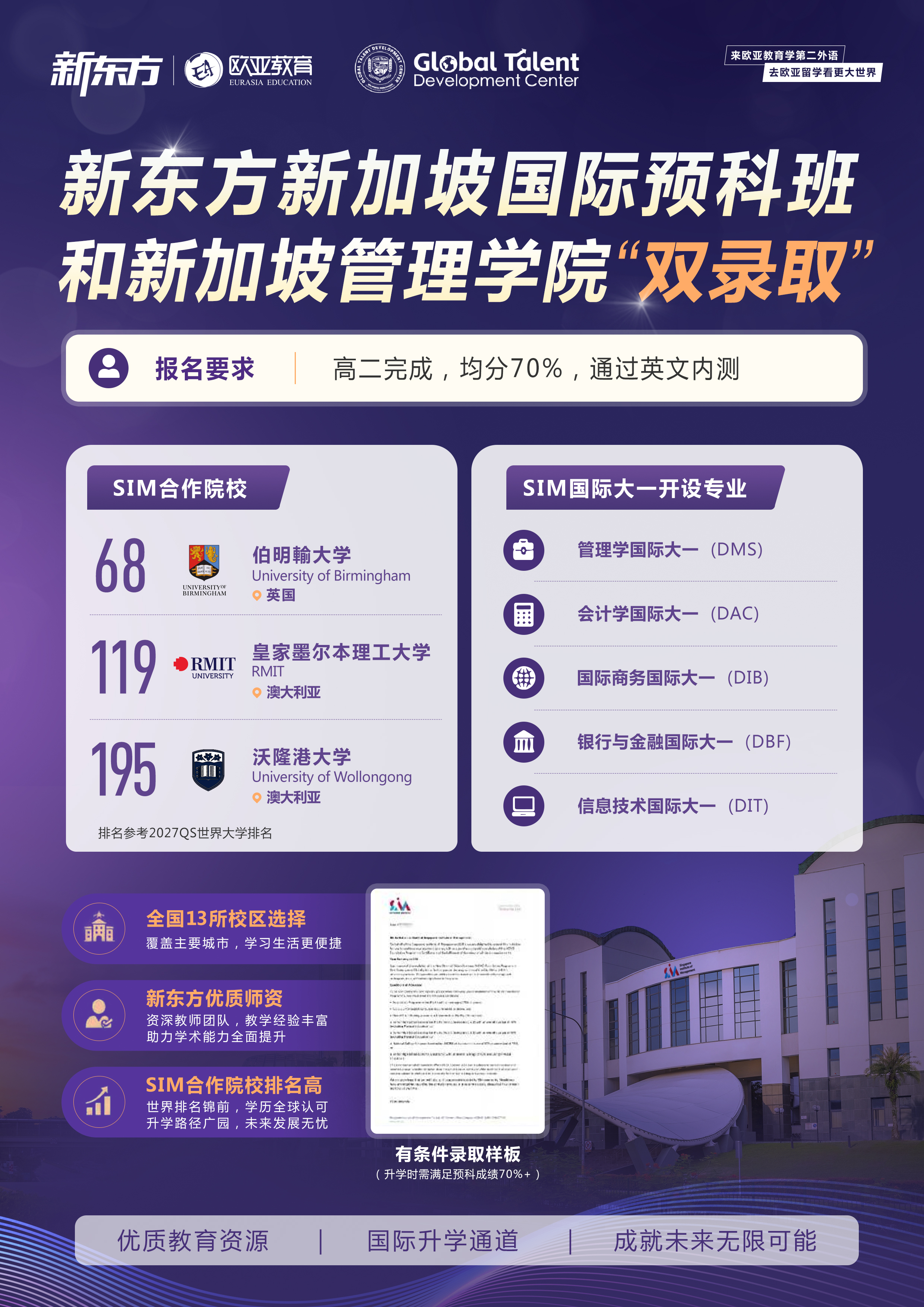 新东方新加坡国际预科班：与新加坡管理学院“双录取”，衔接高排名院校