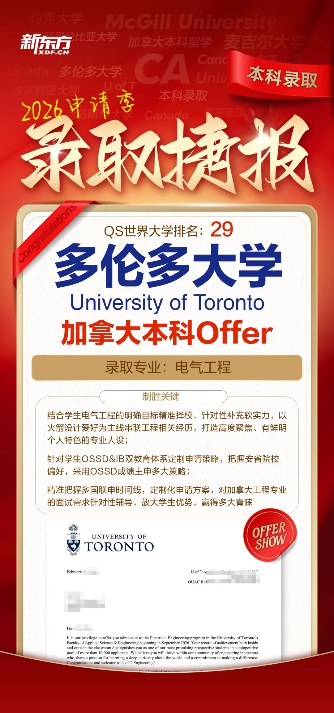 多伦多大学三轮放榜盛况：610枚offer+千万奖学金，开启留学新篇章！