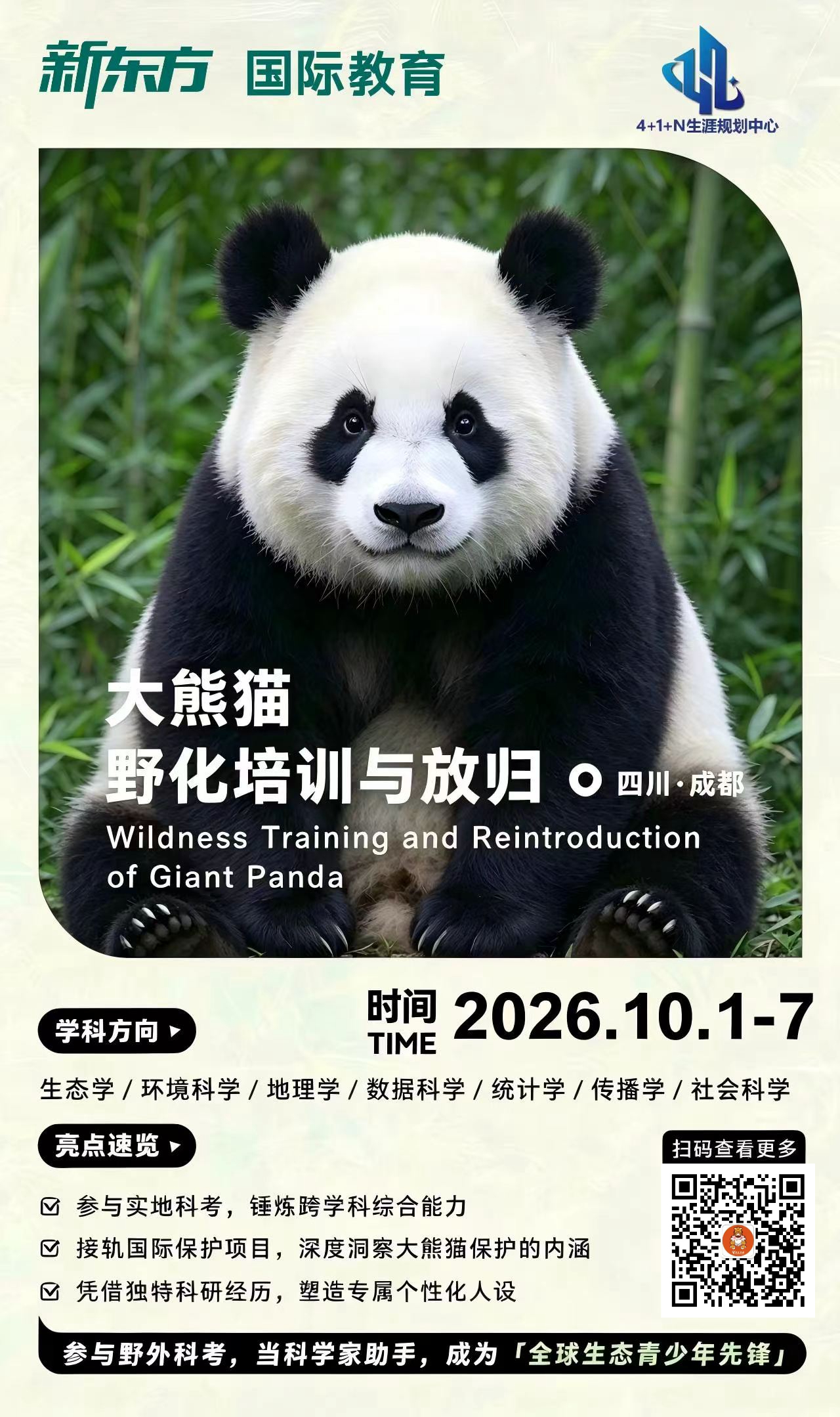 杭州新东方 | 守护国宝：十一假期大熊猫野化培训与放归项目，用数据科学助力生态保护