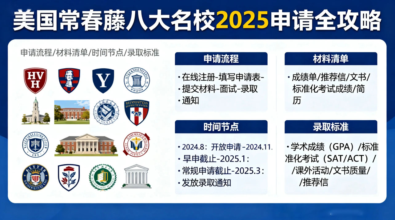 美国常春藤八大名校 2025 申请全攻略：院校特色、录取偏好与规划策略