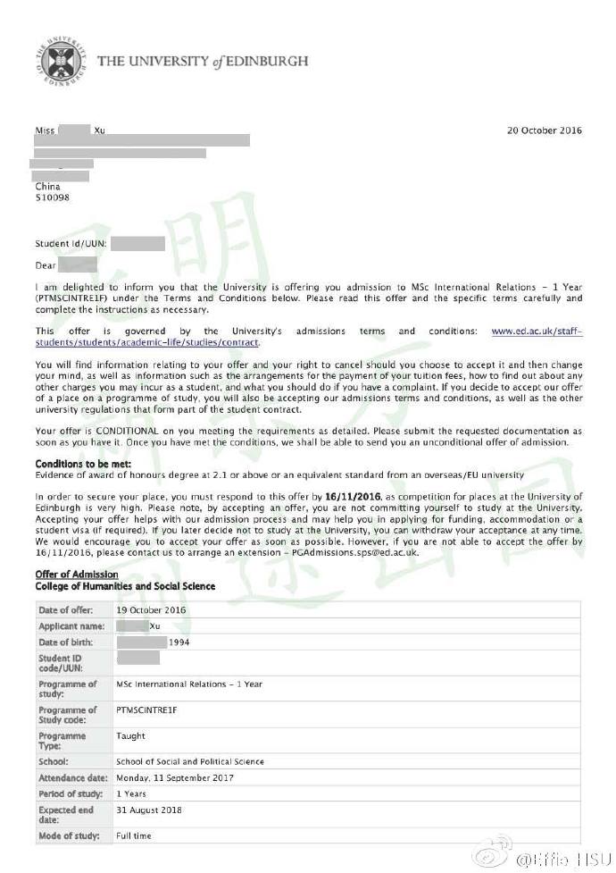昆明新东方前途出国英国名校offer展示-爱丁堡大学 昆明新东方前途出国英国名校offer展示-爱丁堡大学