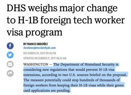 美国拟取消H-1B签证延期 或将影响几十万在美中国人去留