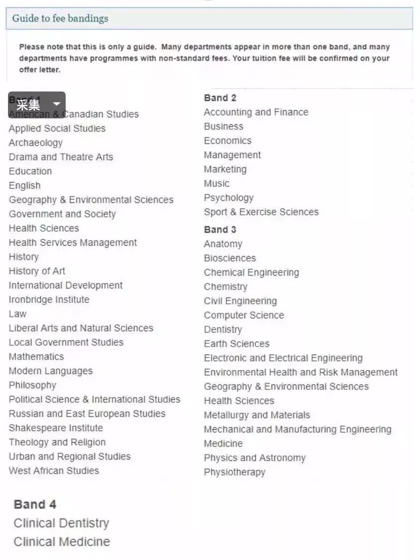 2019-2020英国大学学费数据汇总（本科+研究生）