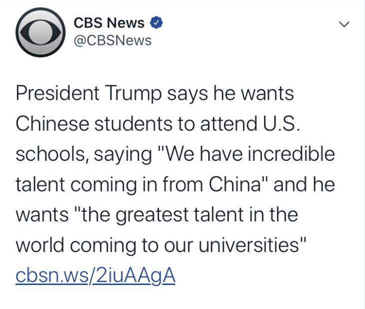 留学要闻|美国特朗普总统表示欢迎中国留学生! 留学要闻|美国特朗普总统表示欢迎中国留学生!