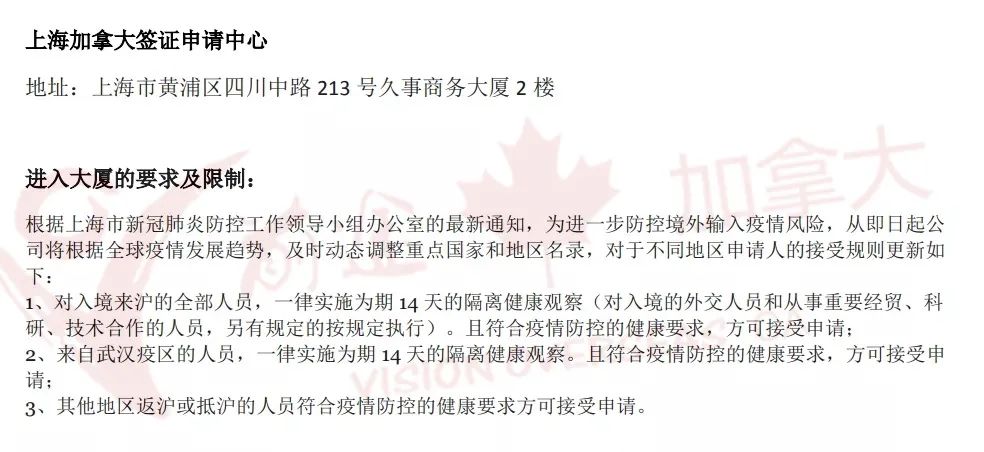 特殊时期,全国各城市加拿大签证申请中心进门要求及规定汇总