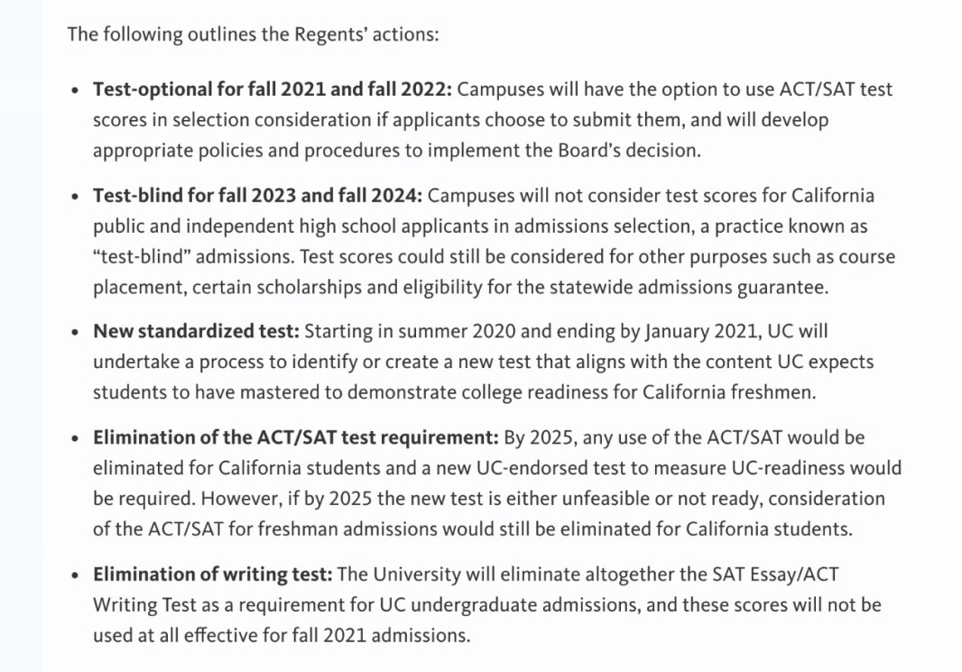 加州大学宣布将逐步停止使用SATACT! 加州大学宣布将逐步停止使用SATACT!