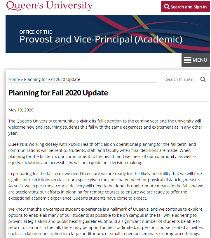 2020秋学期来临!加拿大大学开学具体安排汇总! 2020秋学期来临!加拿大大学开学具体安排汇总!
