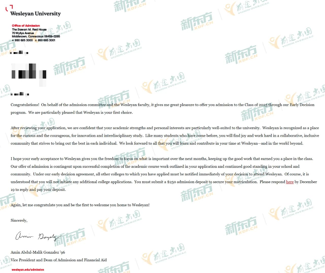 卫斯理安大学Offer来啦! 卫斯理安大学Offer来啦!