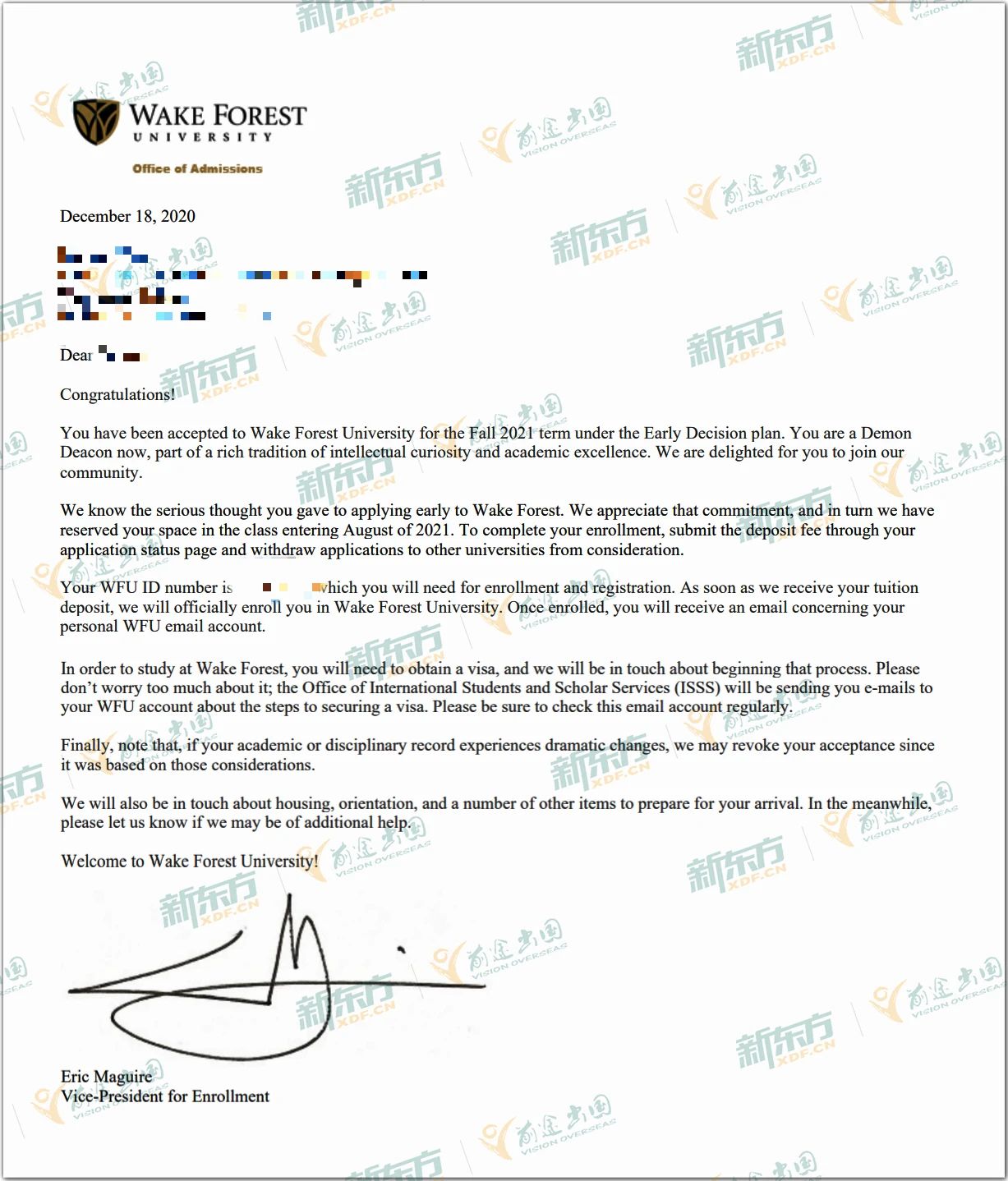 全美TOP28维克森林大学Offer再添2枚！