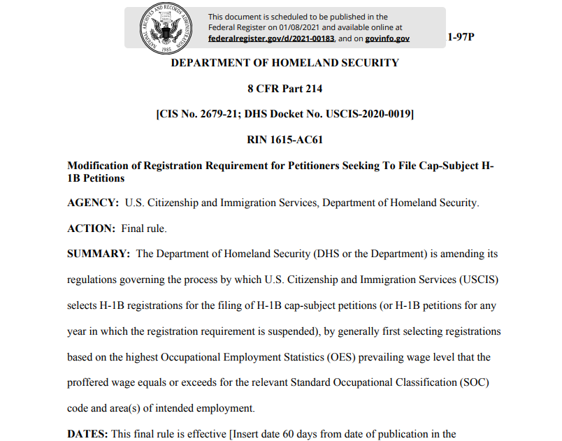 美国通过H-1B新规！取消现有抽签制度，高技能人才被优先选择！