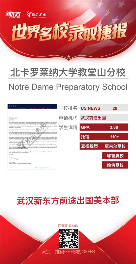TOP28北卡教堂山录取