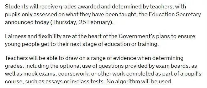 英国公布2021A-levelGCSE大考评分计划! 英国公布2021A-levelGCSE大考评分计划!