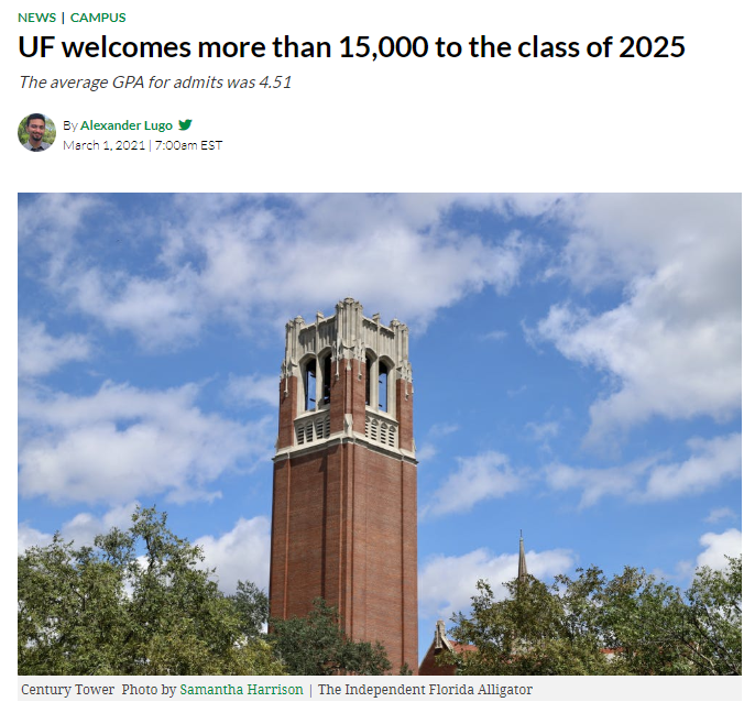TOP30新秀佛罗里达大学公布录取数据!申请增加6%! TOP30新秀佛罗里达大学公布录取数据!申请增加6%!