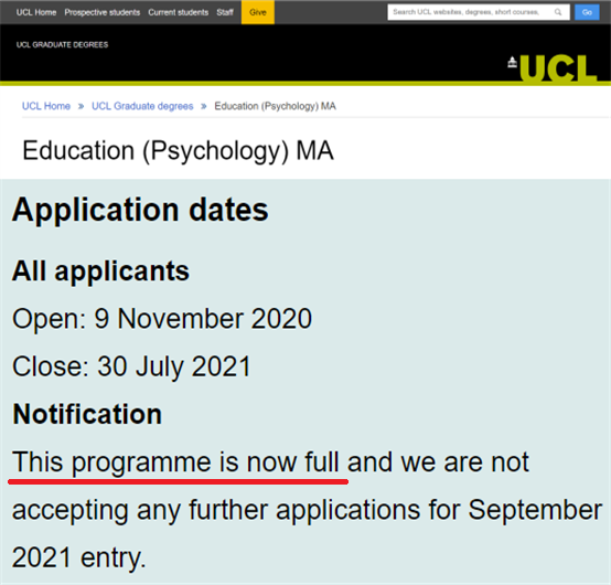 UCL申请将提前关闭!英国G5到底有哪些硕士课程还能申? UCL申请将提前关闭!英国G5到底有哪些硕士课程还能申?