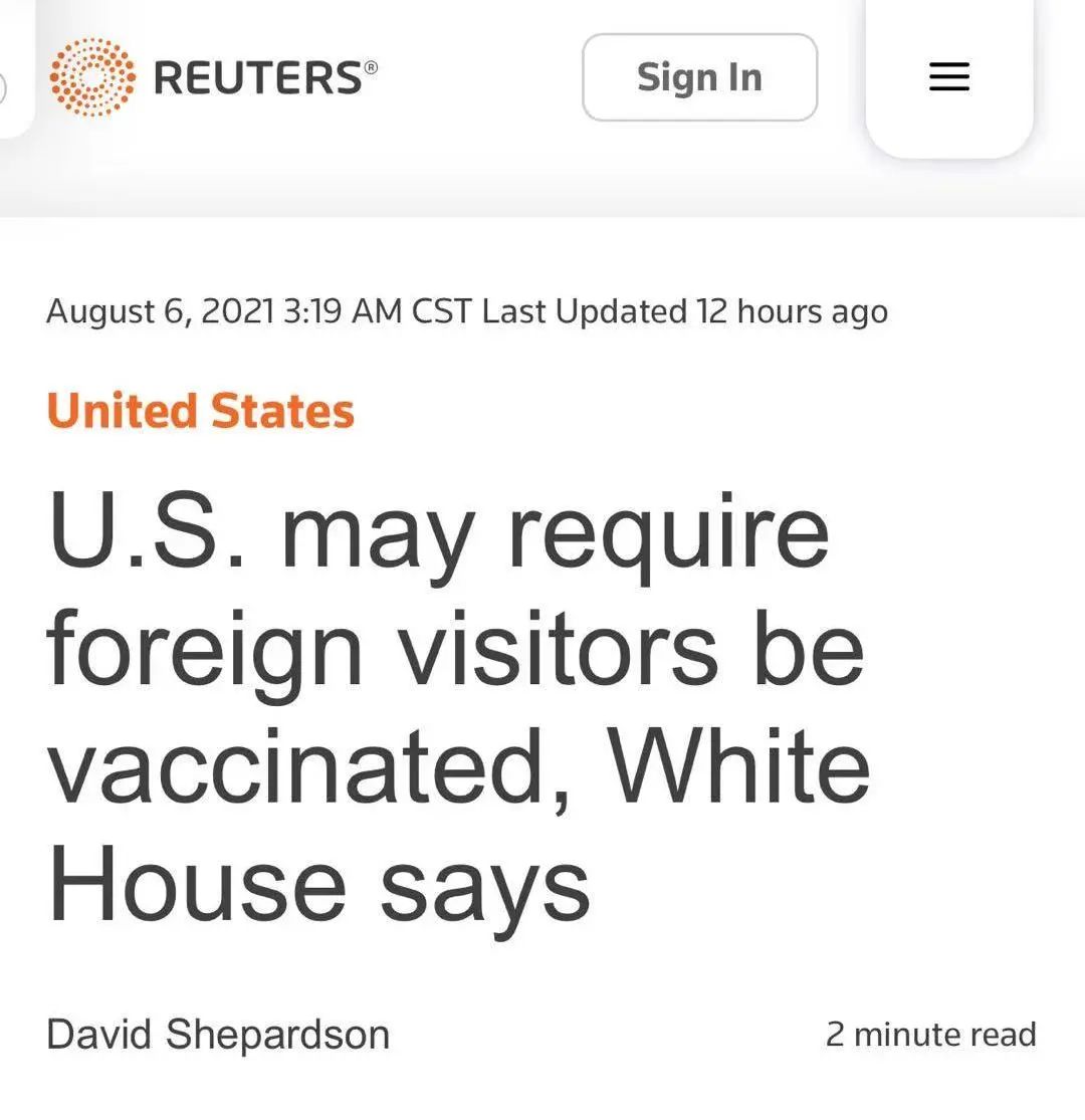美国酝酿解除旅行禁令：外国人须打完疫苗才能入境…