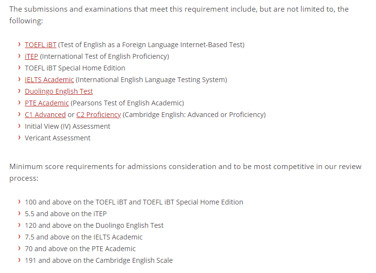 美国前10大学本科申请语言成绩要求汇总！