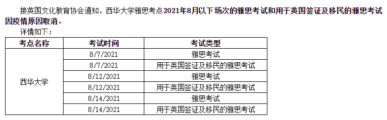 8月国内各城市雅思托福考试取消场次汇总！
