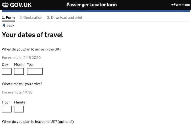 英国入境流程及Passenger Locator Form填写教程
