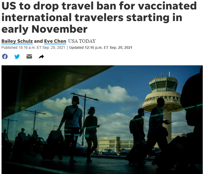 美国旅行禁令11月初解除!中国游客接种疫苗后可直飞美国? 美国旅行禁令11月初解除!中国游客接种疫苗后可直飞美国?