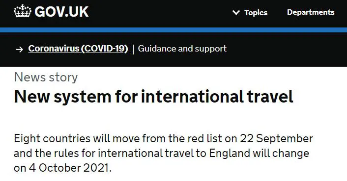 英国入境政策调整！10月4日起取消琥珀色名单！