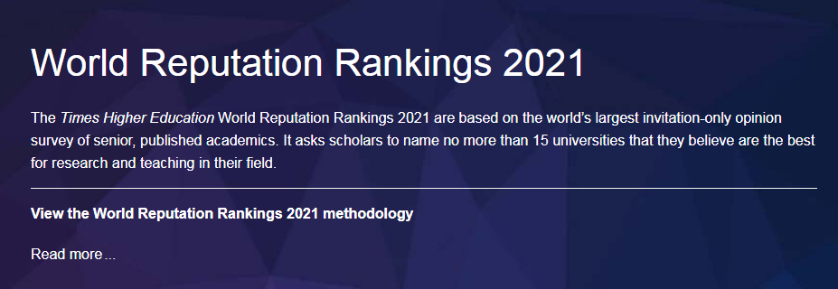 重磅!2021泰晤士世界大学声誉排行榜发布! 重磅!2021泰晤士世界大学声誉排行榜发布!