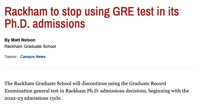 密歇根大学取消100个博士专业的GRE要求! 密歇根大学取消100个博士专业的GRE要求!
