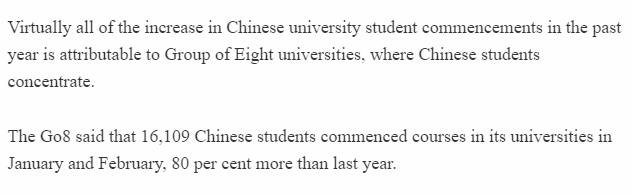 【留学资讯】澳八大中国留学生入学率暴涨,教育业总体恢复! 【留学资讯】澳八大中国留学生入学率暴涨,教育业总体恢复!
