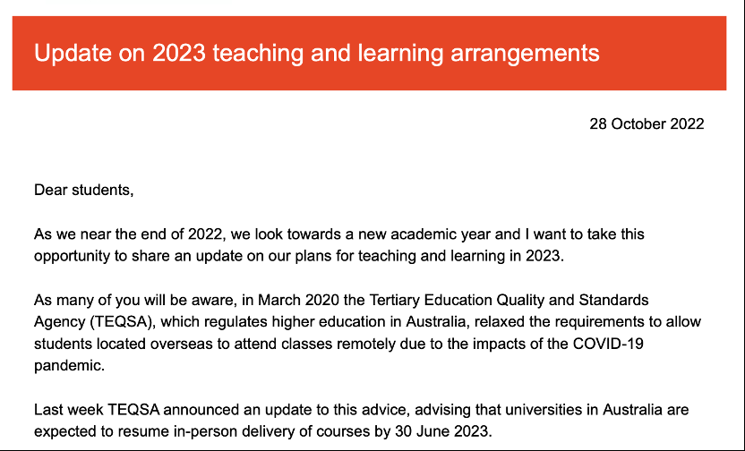 悉尼大学学生注意！2023年S2悉尼大学取消网课！
