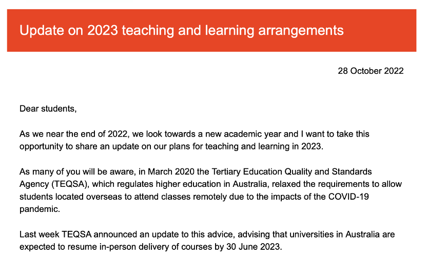 悉尼大学学生注意！2023年S2悉尼大学取消网课！