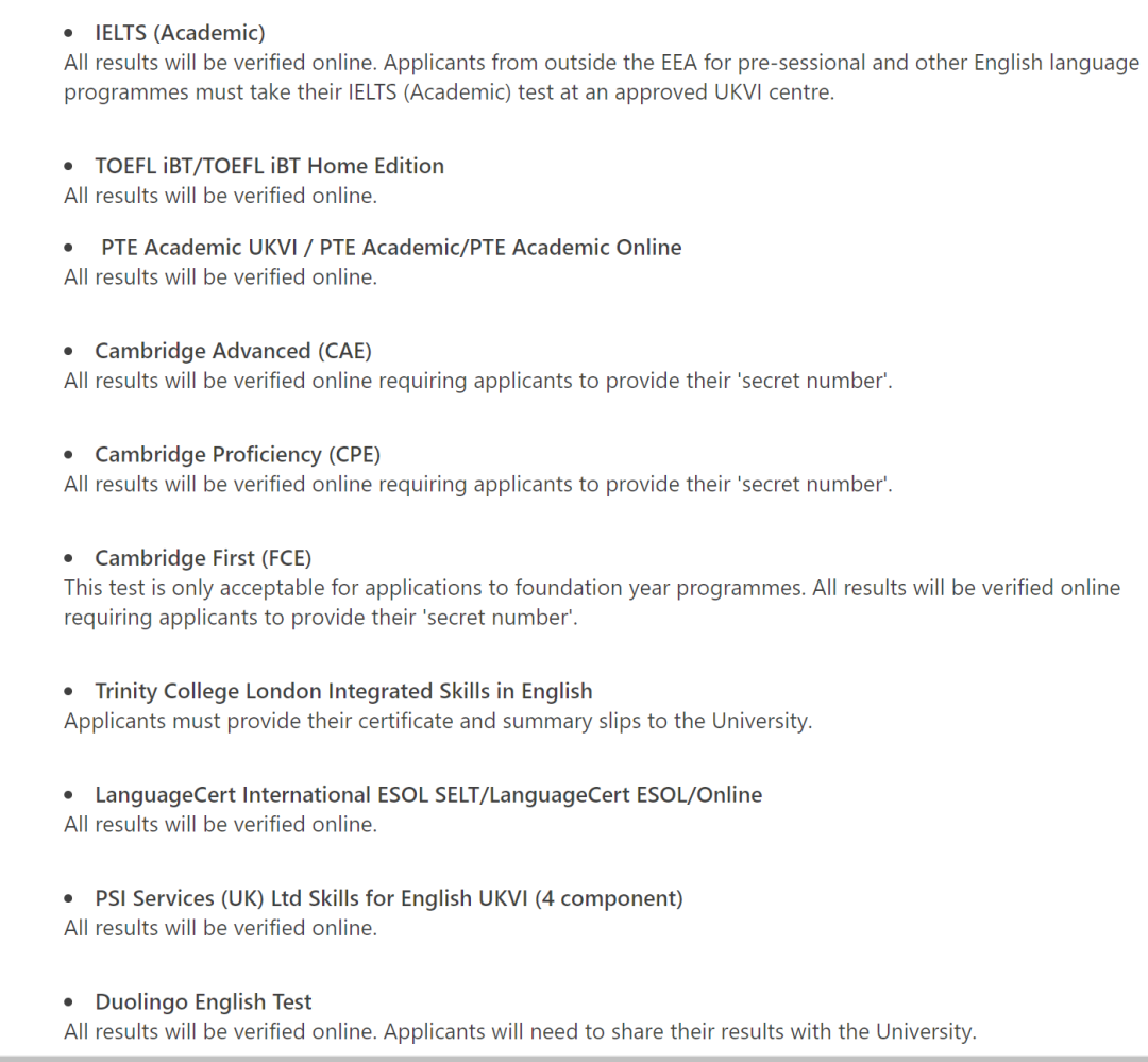 【汇总】QS前200英国大学硕士申请可接受的语言测试 QS前200英国大学硕士申请可接受的语言测试