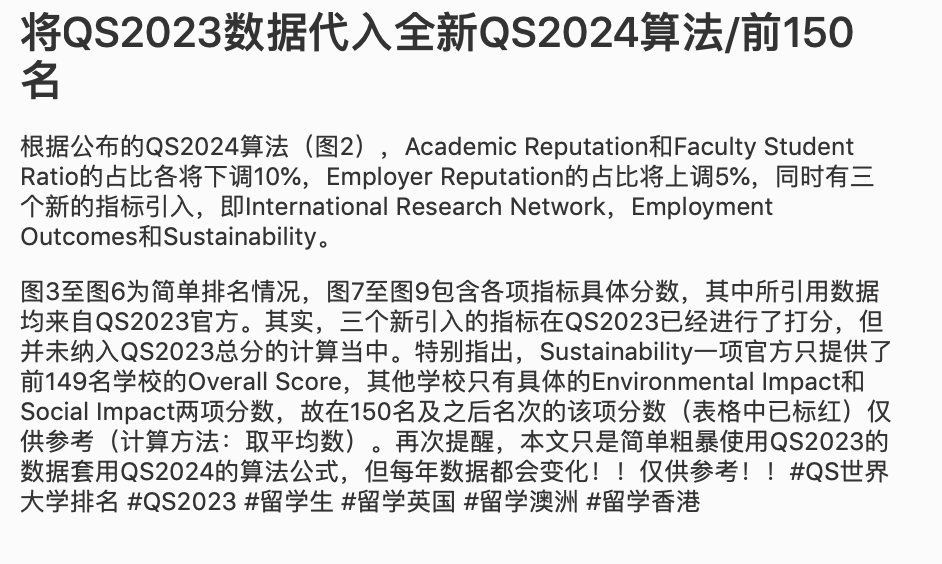 【预测】2024QS世界大学排行榜机制大改？世界大学榜单将迎巨变？
