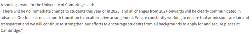 【聚焦】剑桥大学2024年起不组织部分学校入学考试 【聚焦】剑桥大学2024年起不组织部分学校入学考试