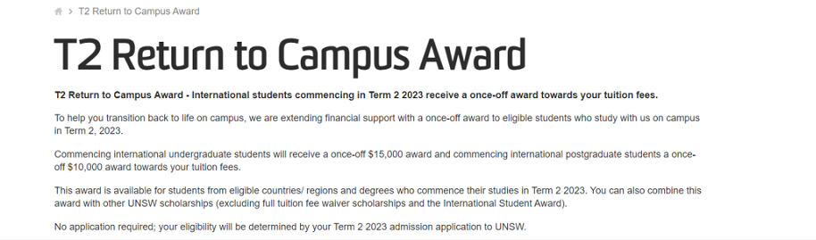 【留学利好】UNSW特别推出返校奖学金! 【留学利好】UNSW特别推出返校奖学金!